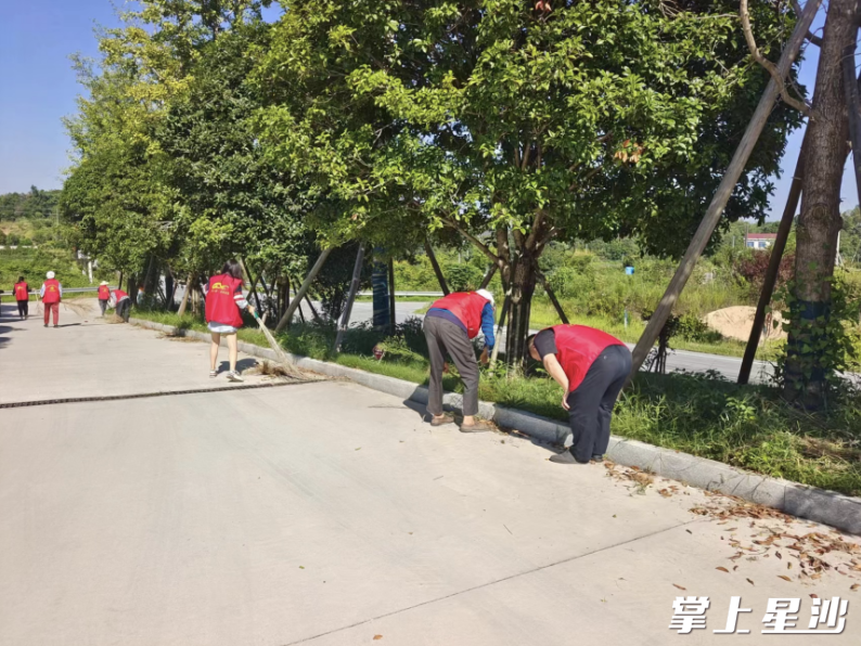 图为志愿者们清洁干道卫生。均为开慧镇供图