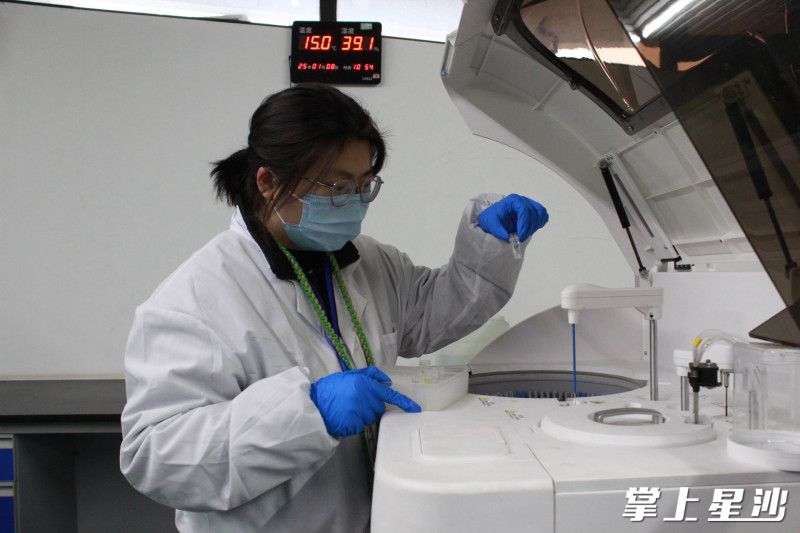 工作人员正在进行快速检测。
