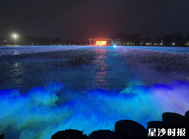 同汇长龙生态欢乐园试运营，举行灯光秀表演。