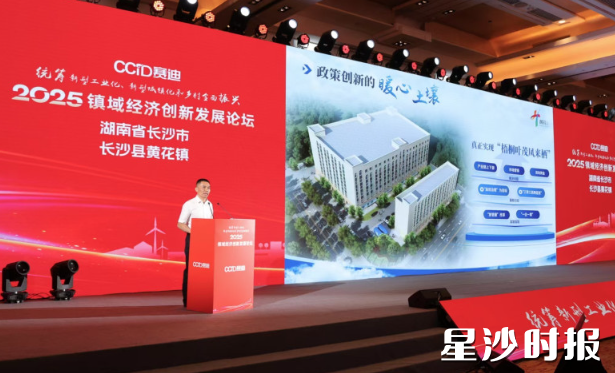 黄花镇党委书记苏波在2025镇域经济创新发展论坛上作经验分享。