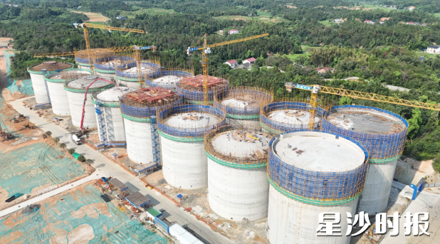 项目目前已完成16个浅圆仓主体建设，现在正进行主体工程的锥形顶和平顶施工。均为项目方供图
