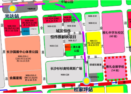 会展片区雅礼会展学校区位图。均为长沙国际会展新城供图 会展片区雅礼会展学校区位图。均为长沙国际会展新城供图