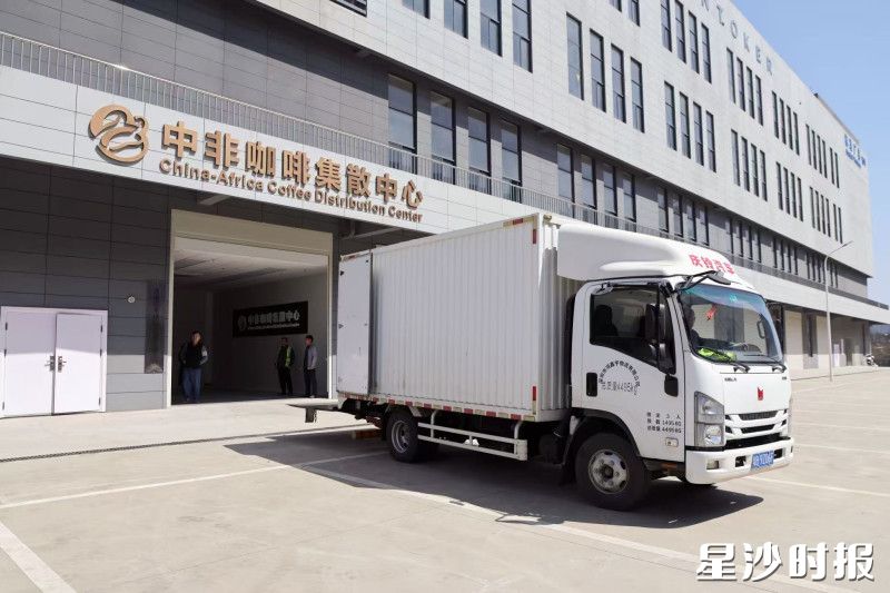 进口咖啡生豆进入中非咖啡集散中心。
