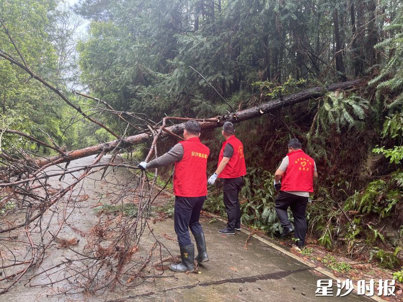 和平村村干部们对组级道路进行清障。