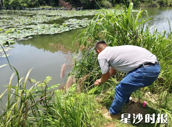 蒋双文在事发地点给记者演示救援经过。印山村供图