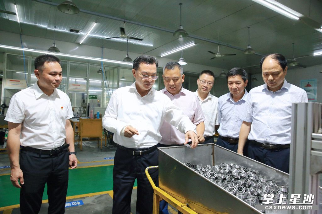 沈裕谋在长沙迈科轴承有限公司调研企业生产经营及安全生产情况。