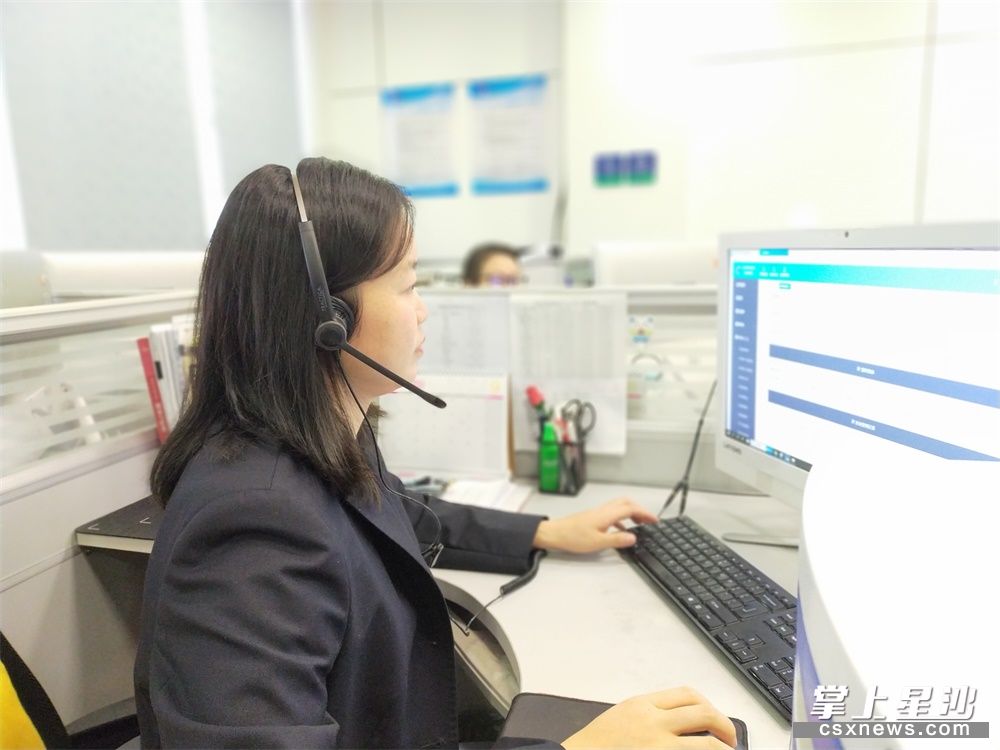 12345市民服务热线办公室内,工作人员正在处理工单.均为 曾诗怡 摄