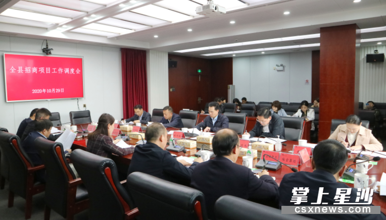 张作林主持召开长沙县招商项目调度会议。罗展 摄