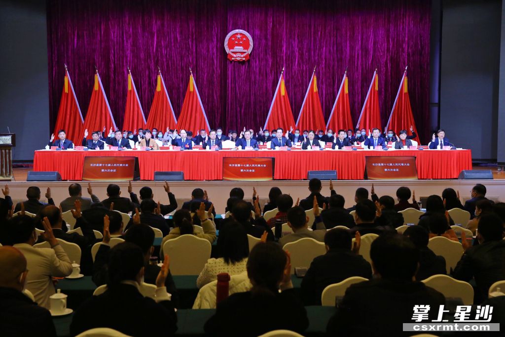 长沙县第十七届人民代表大会第六次会议召开第三次全体会议。曾诗怡 摄