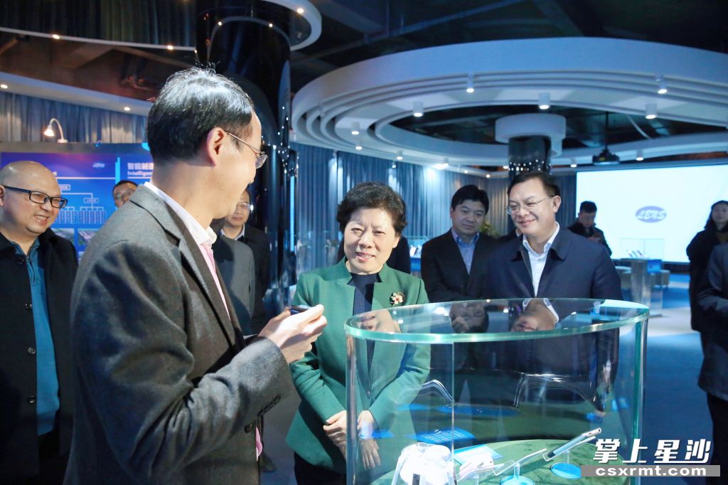 吴桂英在蓝思科技（长沙）有限公司，考察企业发展运营情况。曾诗怡 摄
