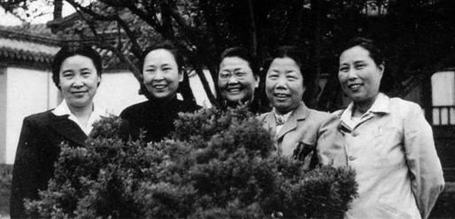 20世纪50年代，曹孟君、曾宪植、李德全、邓颖超、谭惕吾合影（自左至右）。