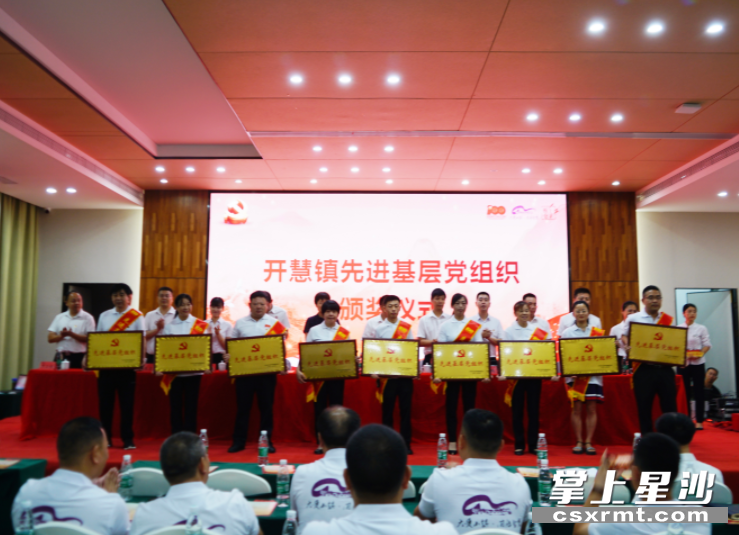 开慧镇先进基层党组织代表上台领奖。均为林正茂 摄