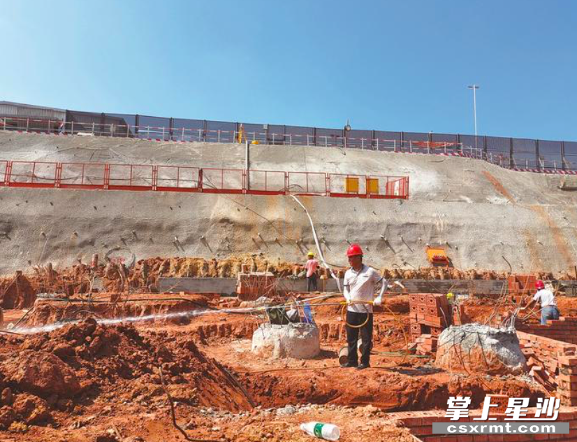 在凉塘路与东四路交汇处的三一云谷项目建设施工现场，白蚁防治中心工作人员正在对施工现场进行白蚁灭治工作。