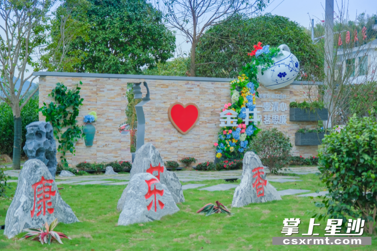 金井镇金龙村清茶廉韵广场，“廉美敬和、康乐甘香”。 章帝 摄

