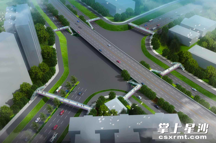 开元路互通人行天桥效果图.