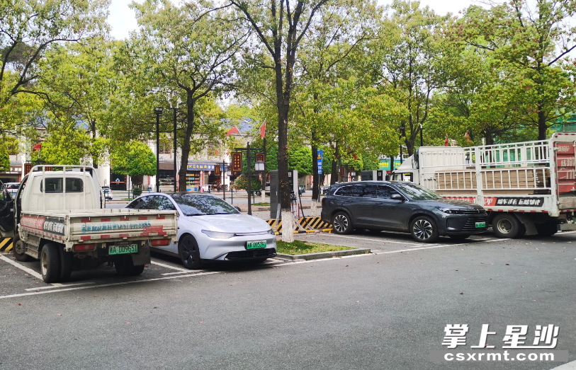 图为杨开慧纪念馆充电桩项目，现场共4台双枪充电桩。 星城控股集团供图