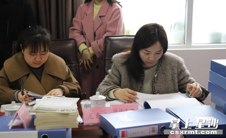 评估组专家查看相关资料。