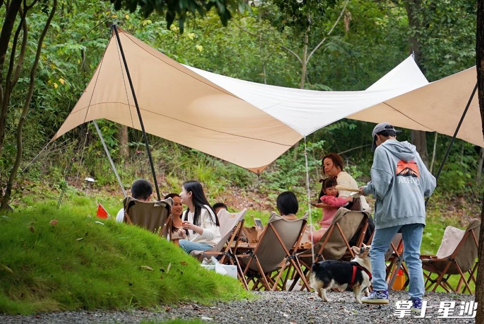 在锦绣江南原野露营，市民在大自然“躺平”。向荣 摄