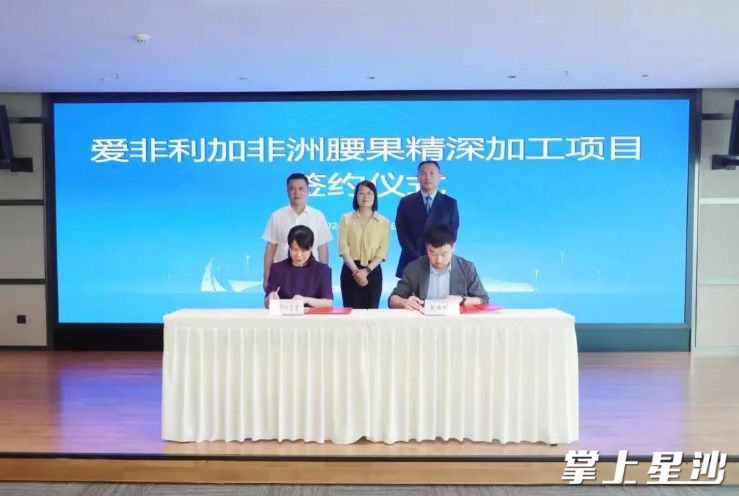 长沙自贸临空区爱非利加非洲腰果精深加工项目签约现场。长沙自贸临空区供图