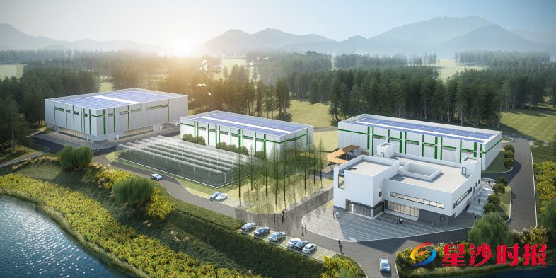 　　长沙县区域化农事服务中心项目建设用地40亩，总投资5500万元，由科技智慧农业展示中心、农产品加工中心、育秧工厂、农机中心四大农事板块组成，图为项目效果图。青山铺镇供图
