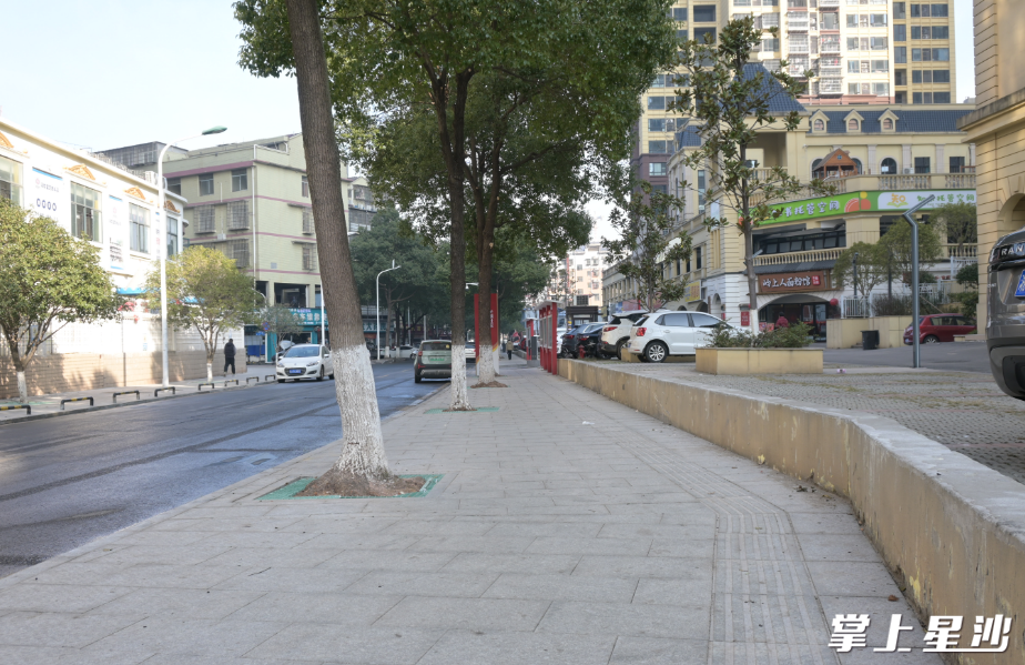 湘龙街道土桥路人行道改造现状。 湘龙街道土桥路人行道改造现状。
