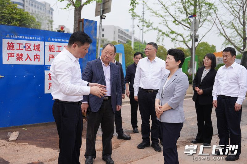 吴桂英一行督导城区排水防涝建设项目推进情况。